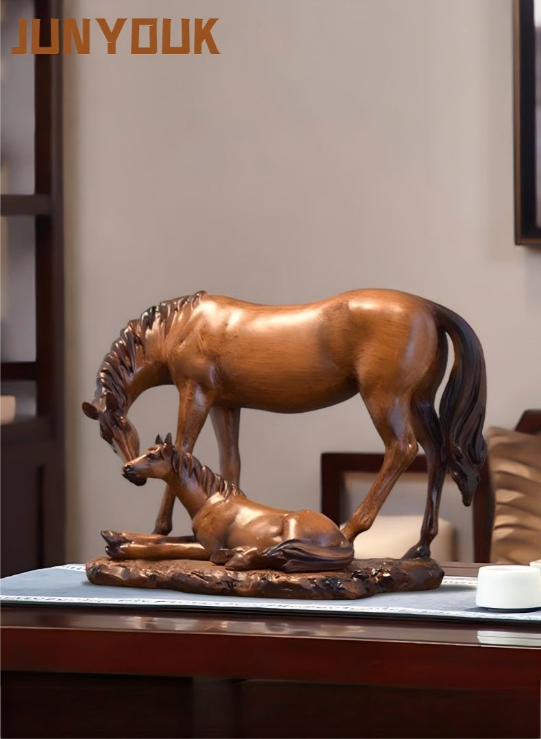 JUNYOUK Mother And Son Horse Statues, Light Luxury Home Decor, Small Horse Ornaments Are Very Suitable For Decorating Handicrafts In Living Rooms, Entrances, Tv Cabinets, And Other Occasions - Image 1